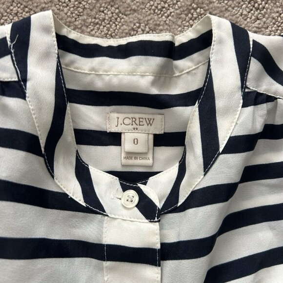J. Crew Womens 0 Black And White Striped Sleeveless Button Up Blouse Tank Top - Picture 5 of 7